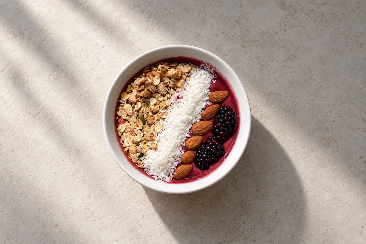 After: the açaí bowl in even light