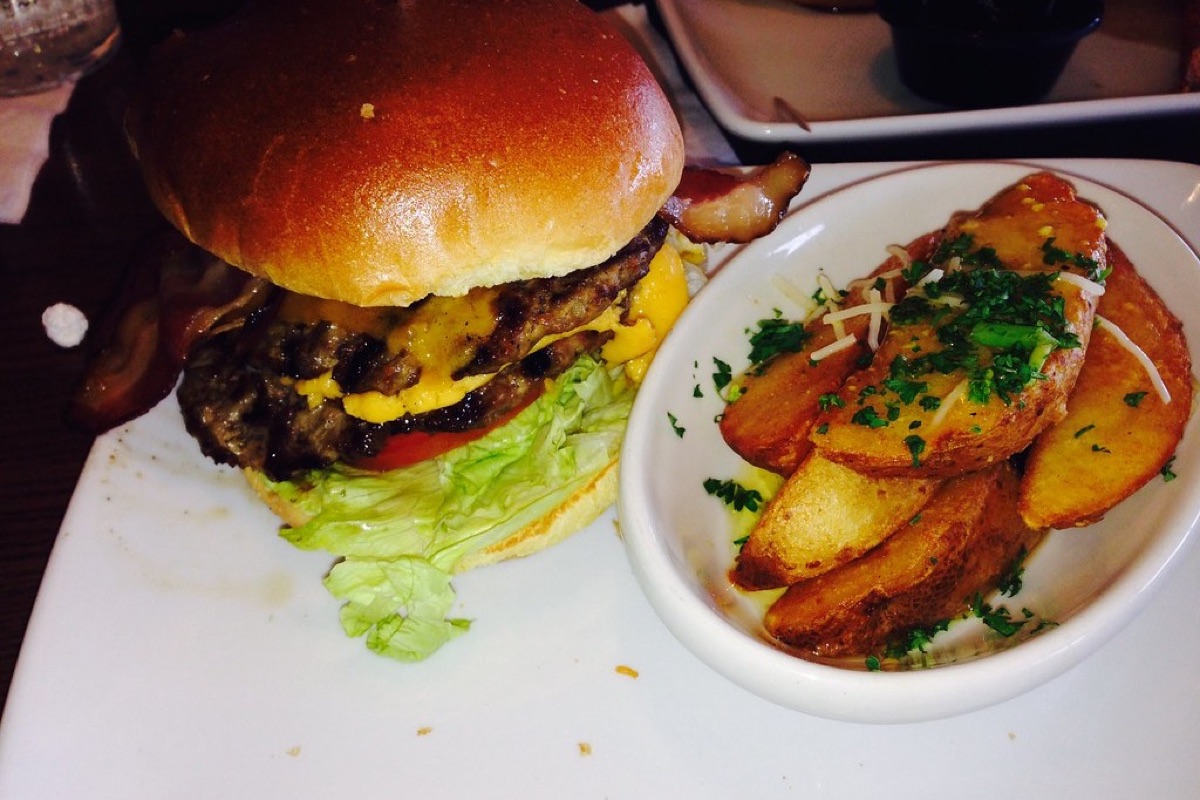 Before: the cheeseburger as a flash phone photo